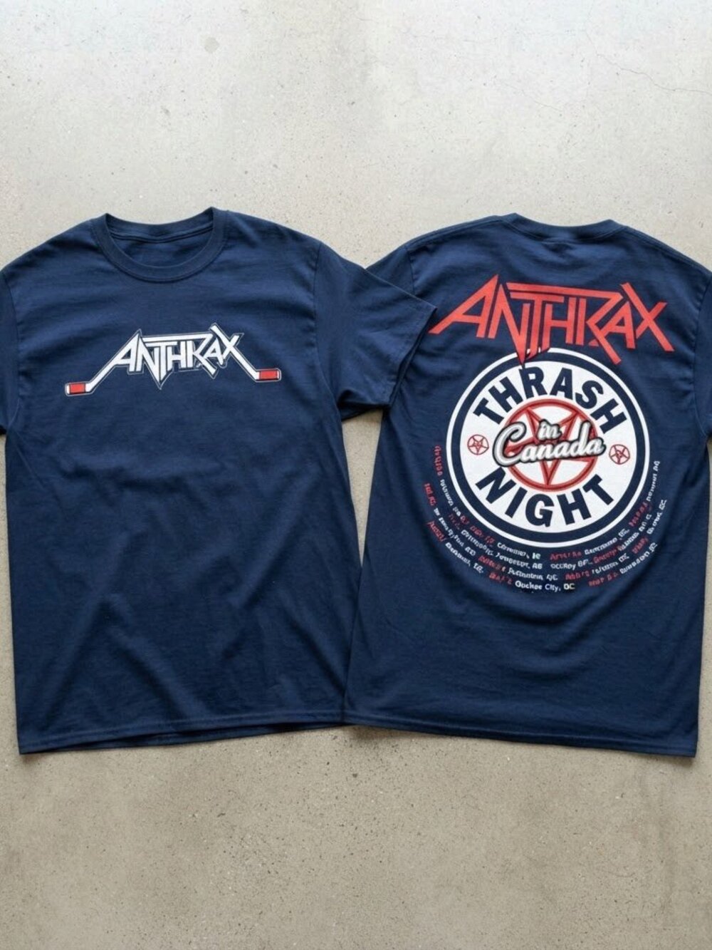 Anthrax Canada Tour 2026 Thrash Night In Canada Navy T-Shirt S-4XL